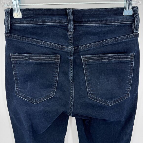 FREE PEOPLE | WE THE FREE Dark Wash Ivy Denim Pull On Raw Hem Skinny Jeans Sz 26 - Picture 6 of 9